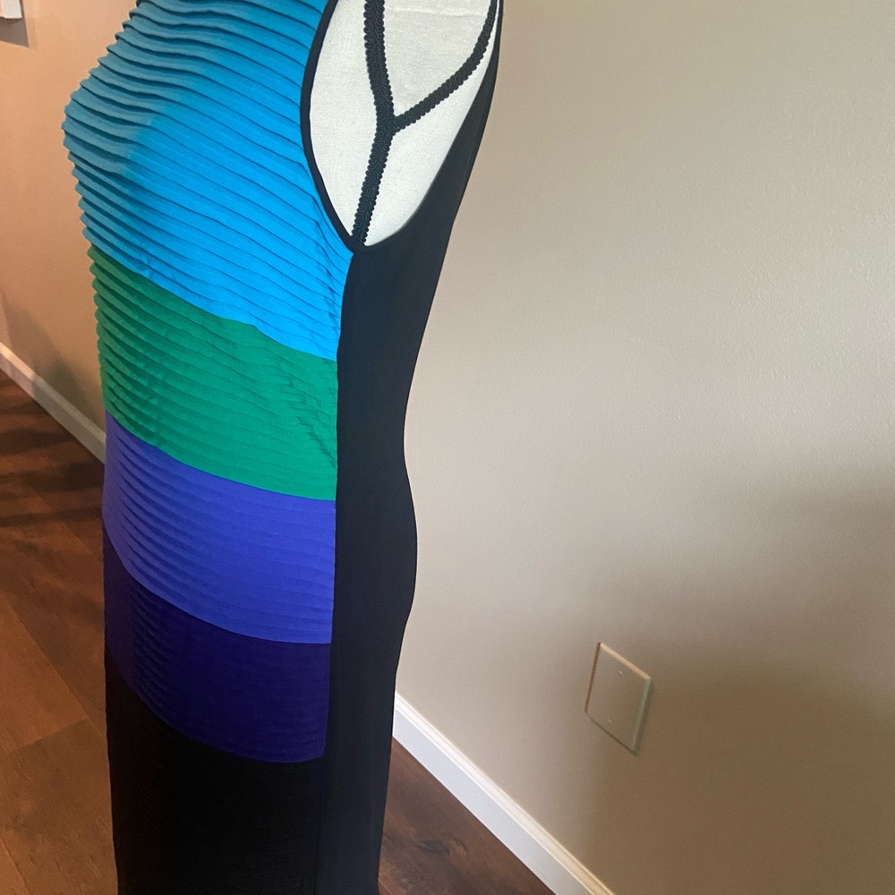 CALVIN KLEIN Color Block
Sheath Dress Turquoise, Green & Black Sleeveless  Sz 8 - Picture 5 of 8